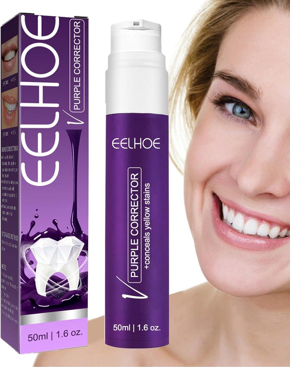 EELHOE Color Correcting Toothpaste for Yellow Teeth – 50ml